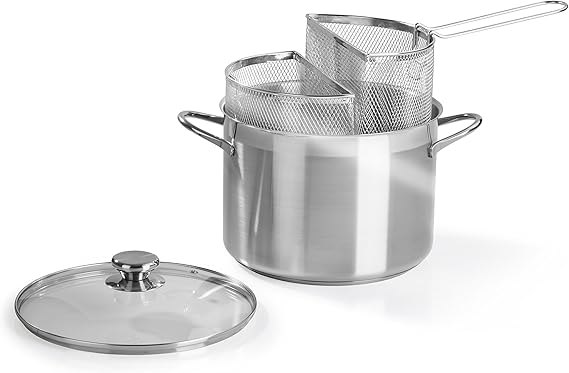 Barazzoni – Spaghetti Pot with Double Basket 24 cm Diameter 18/10 Stainless Steel Made in Italy