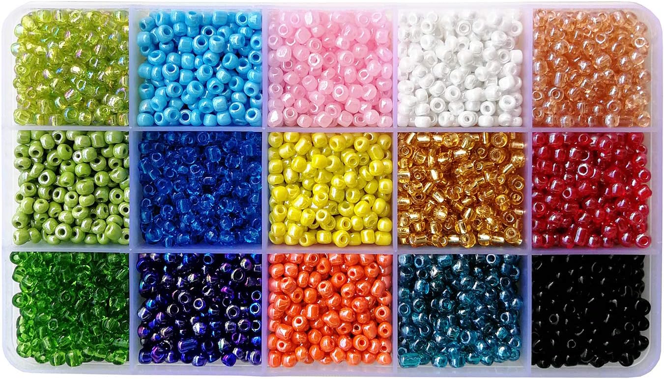 Size 4mm 60 Seed Beads About 2400pcs in Box 24 Multicolor Assortment Glass Seed Beads for Making Jewelry Necklace Bracelets Earrings Rings