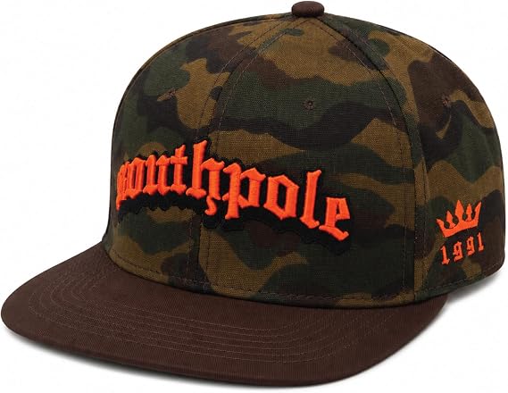 Southpole Mens Flat Brim Structured Baseball Cap, Logo Patch Black