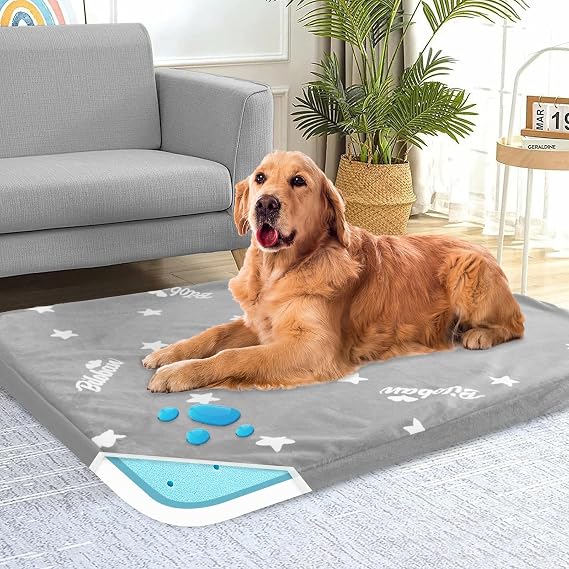 Waterproof Dog Bed for Large/Medium Dog, Memory Foam Dog Beds & Furniture | 38 x 26" x 1.5" for Large Sized Dogs With Anti-slip & Washable Removable Cover, Soft Flannel Top Pet Beds, Grey