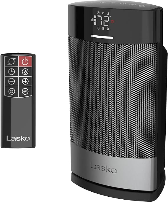 Lasko Ellipse Ceramic Tabletop Heater with Remote - 12 - CD12950 - Black