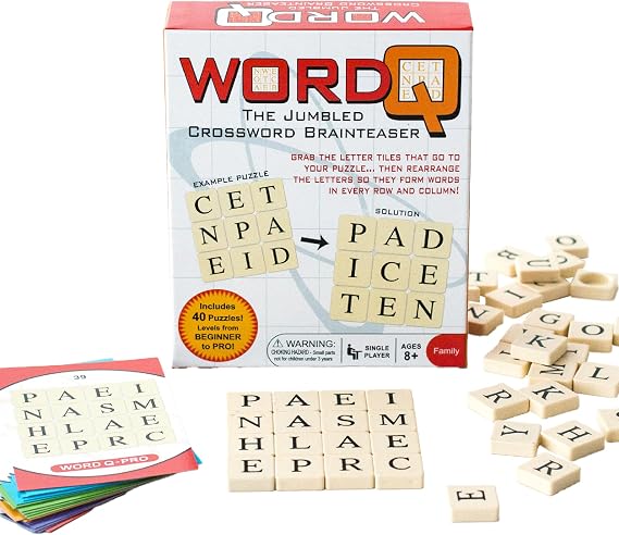 Continuum Games Word Q Jumbled Crossword Brainteaser | 40 Brainteaser Puzzles, Educational Crossword Challenge for All Ages