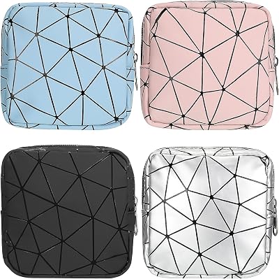 Weewooday 4 Pcs Small Quilted Makeup Bag Travel Cosmetic Makeup Bags Organizer Sanitary Napkin Storage Bag Floral Cotton Coquette Aesthetic Toiletry Bags for Women Girls5x5x1.6inch,Classic