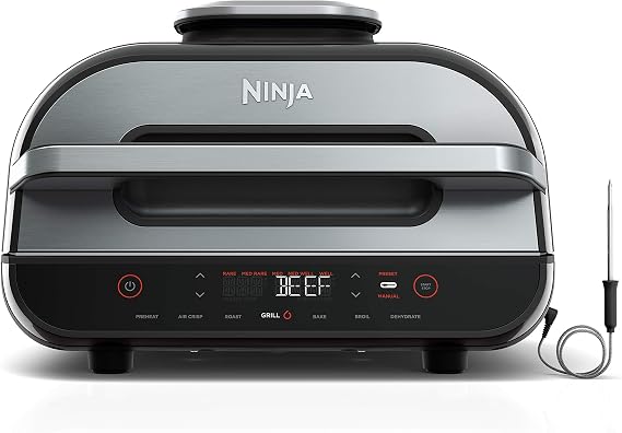 Ninja Foodi Smart XL 6-in-1 Indoor Grill & Air Fryer, Black/Silver, FG551