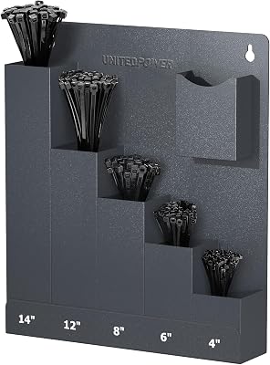 UNITEDPOWER Cable Tie Holder, Wall Mount Storage Rack Organizer for Workshop, Shed, Garage, Home, Fit Various Lengths Zip Tie