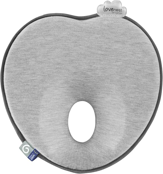 Babymoov Lovenest Baby Head Support, Soft Infant Support for Supervised Awake Time, Stroller & Bouncer Use, Breathable Fabric, Lightweight Newborn Support, Grey