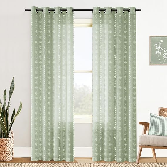 Lino Rosa Boho Floral Linen Curtains