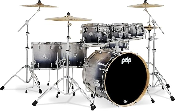 PDP By DW 7-Piece Concept Maple Shell Pack with Chrome Hardware Silver to Black Fade