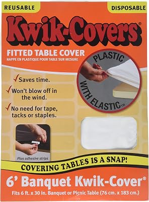 Kwik Covers White Plastic Fitted Table Cover 6ft x 30in