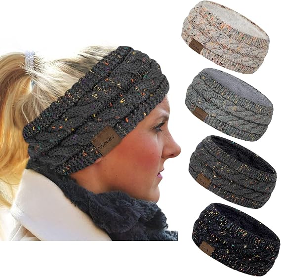 Loritta 4 Pack Winter Headbands for Women, Thick Ear Warmers Gifts