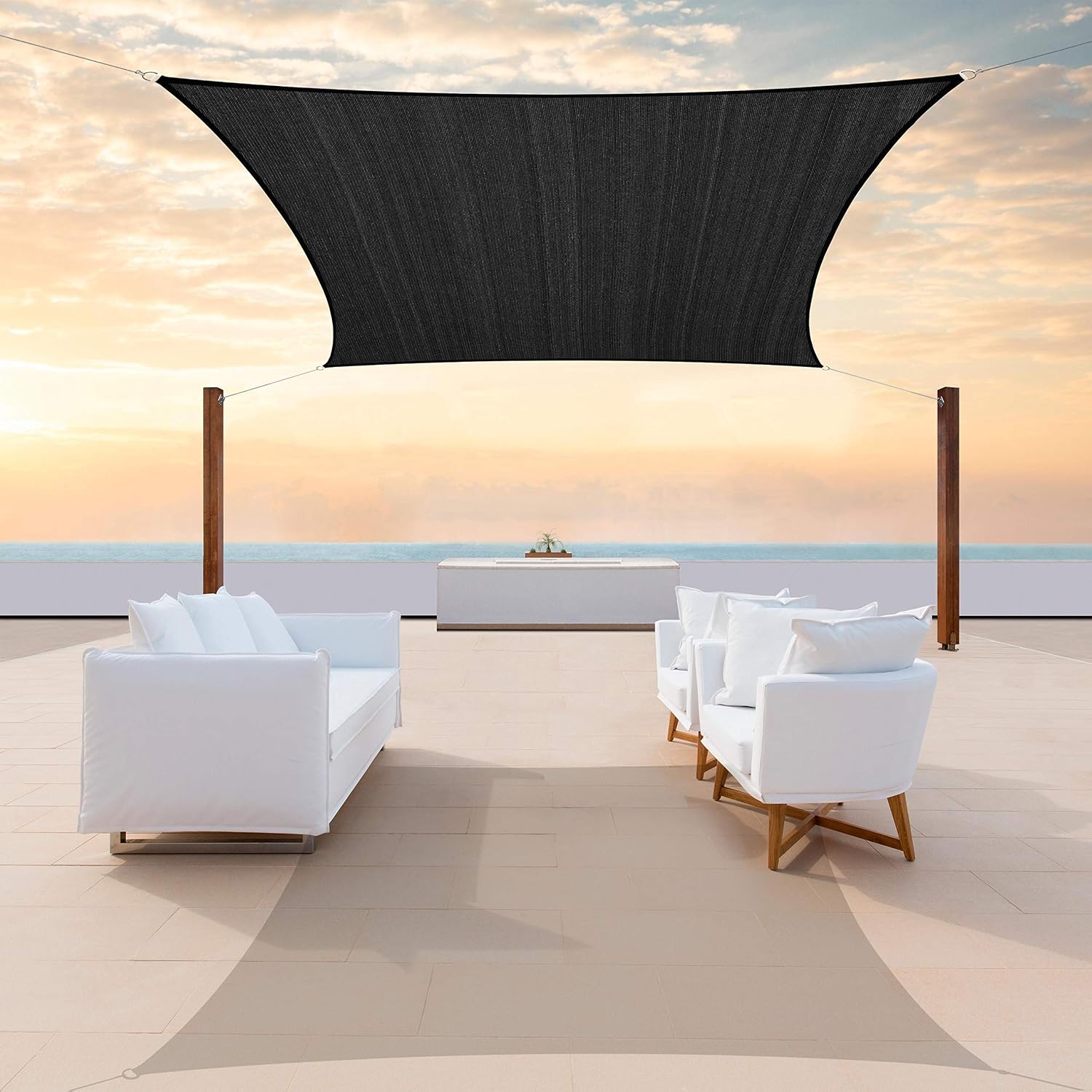 ColourTree TAPR1216 Custom Size 7 x 15 Black Sun Shade Sail Canopy UV Block UPF50 Rectangle - Commercial Standard Heavy Duty - 190 GSM