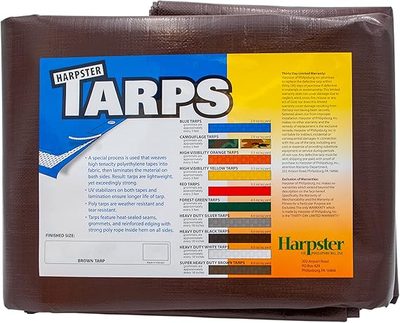 Super Heavy Duty Brown Tarp 8 OZ., 20'x20'
