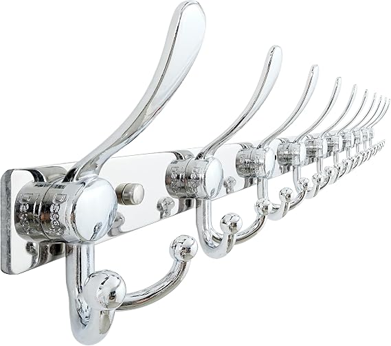 Coat Rack Wall Mount 37 Inch, Heavy Duty 12-Gauge Base vs Flimsy 1mm, Double-Thick Solid Anti-Snap Hooks, 16 Stud-Mount, Stainless Steel 10-Hook Hanger for Closet Entryway, Chromed
