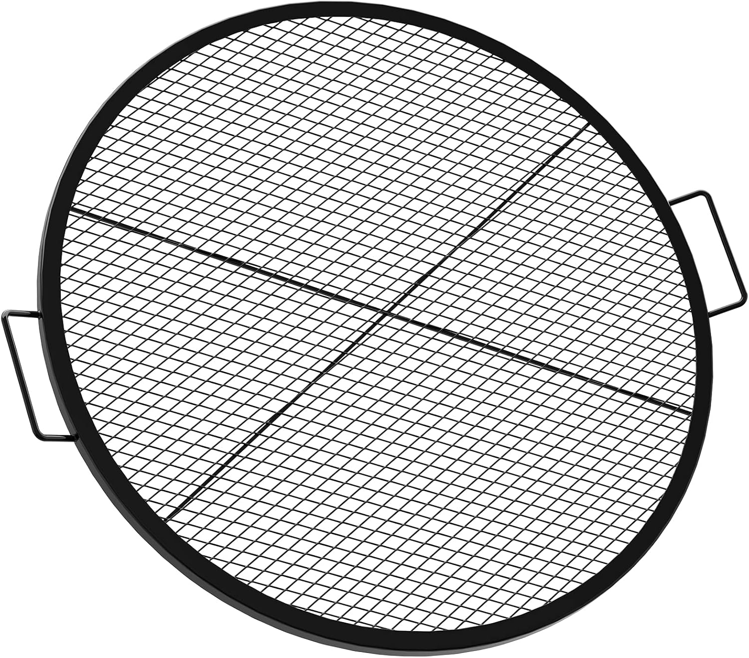 onlyfire Round Fire Pit Grill Grate, Heavy-Duty Steel Cooking Grate with X-Marks Design, Portable Campfire Grill for Outdoor BBQ, Camping, Picnics - 24 Inch