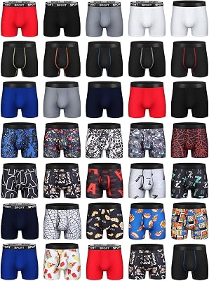 Mens Random Trunk Boxer Briefs Breathable with Short Leg Open Fly Underwear 10-Pack XL