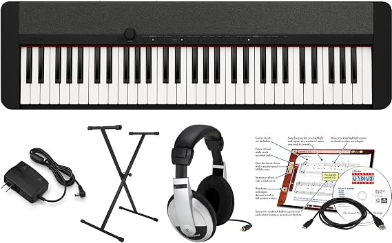 Casio CT-S1 Educational Pack with Stand and eMedia Instructional Software, AC Adapter and Headphones, Black