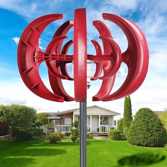 600W Wind Turbines Generator Kit, 5 Blades 12V Vertical Axis Kit for Home,Windmills for Home Power, Generador Eolico para Casa,Electromagnetic Electricity Producer Equipment Red