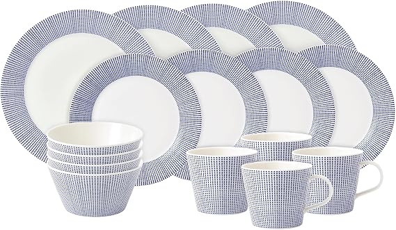 Pacific 16pce Dinnerware Set Blue Dots