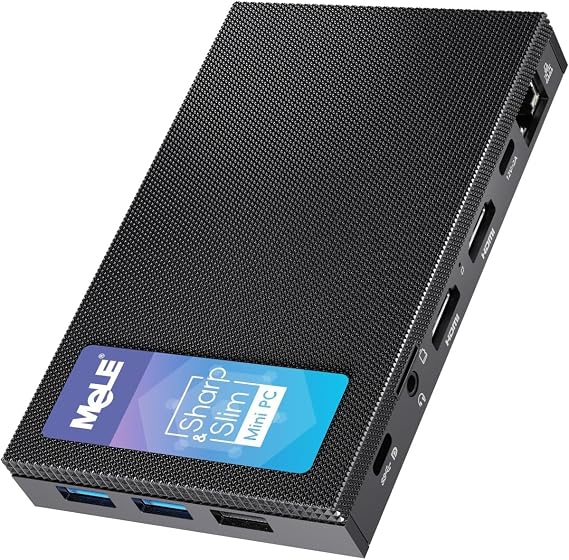 MeLE Quieter 4C Fanless Mini PC N150 (up to 3.6GHz) 16GB RAM 512GB SSD | Support 2 HDMI + USB-C Triple Display, WiFi 5 BT5.1 GbE, Quiet, No Dust, Support Win11/10 & Linux, Unlocked BIOS, Low Power
