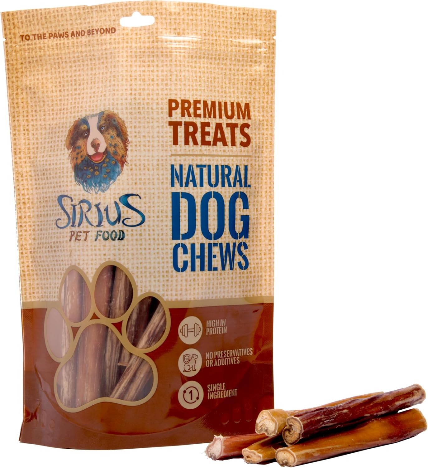 Sirius Natural 15cm - 6" Standard Pizzle Sticks for Dogs (10 Pack) - Odour Free Bully Sticks | Long Lasting Natural Dog Chews | Grain Free Dental Treats for Puppies & Adults