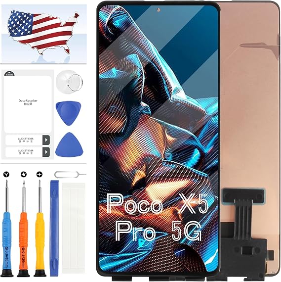 Screen Replacement for Xiaomi Poco X5 Pro 5G 22101320G 22101320I 6.67" inch LCD Display Digitizer Touch Screen Assembly Black Repair Parts with Tools