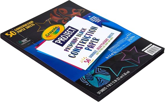 Crayola Black Construction Paper, Premium Art Supplies, Standard Size, 50 Count