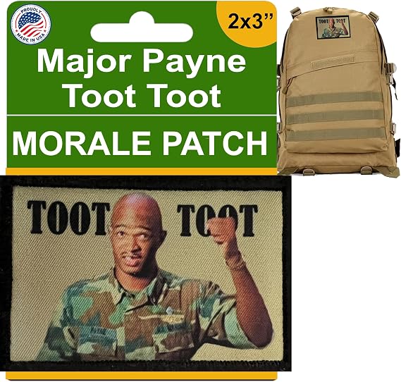 Major Payne Toot Toot Funny Morale Patch, 2x3 Hook & Loop
