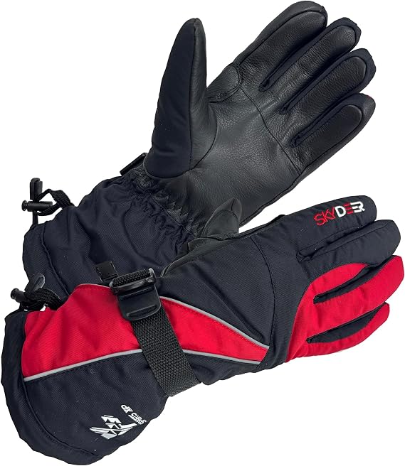 SKYDEER 100% Waterproof and Premium Deerskin Leather Ski Gloves with 150G 3M Thinsulate Lining, Ultra Soft & Durable & Warm Cold Weather Gloves for Extreme Cold Condition (SD8650T)