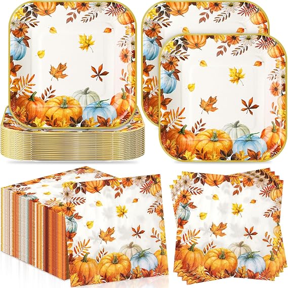 Zhehao 72 Pcs Fall Paper Plates and Napkins Set Serve 36