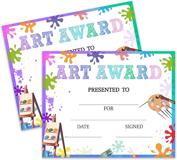 Art Certificate of Achievement, 25 Pack Painting Award Certificates for Kids, Certificate of Completion for Honor Art Students, School Graduation Gifts for Art Class Students -13