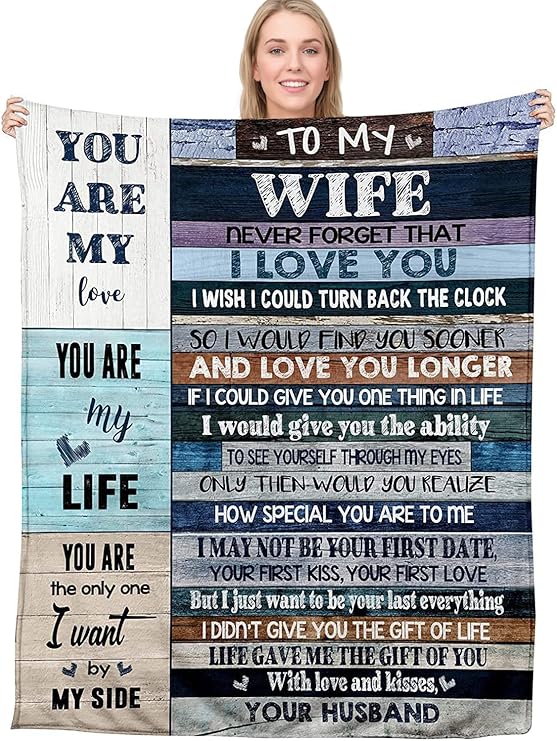 Anniversary Romantic Gift for Women, to My Wife Blanket from Husband, Wife Birthday Gift Ideas, Anniversary Wedding Gift for Her, Soft Flannel Throw Blanket for Couch Sofa Bed