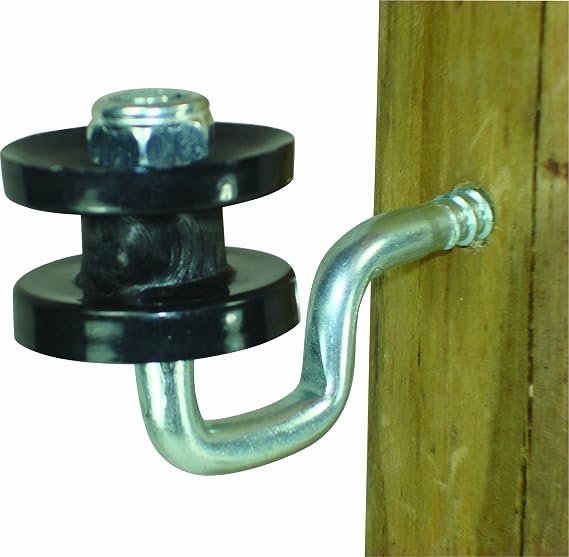 Wood Post Screw-in Corner Polyrope Insulator, Black