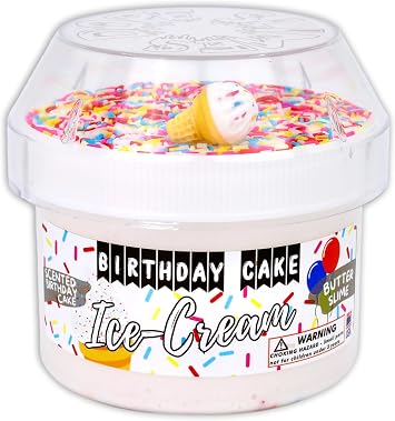 Birthday Cake Ice Cream - Butter Textured Slime - Handmade in USA - Dope Slimes - Scented - White