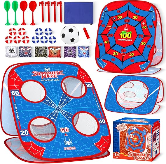 Spider Bean Bag Toss Game, Cornhole Board Outdoor Toys for Kids Age 3-12 | Outdoor Toys for Kids, Family Party Activity, Yard Backyard Beach Lawn Camping Game, Christmas Birthday Gift for Boys