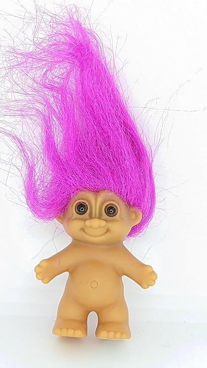 Troll Doll Pink Purple Hair Reto Vintage Old 2 inch Bingo Good Luck