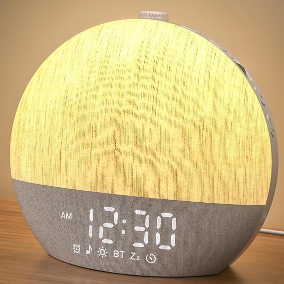 LIORQUE Wake Up Light Sunrise Alarm Clock for Bedrooms with BT Speaker