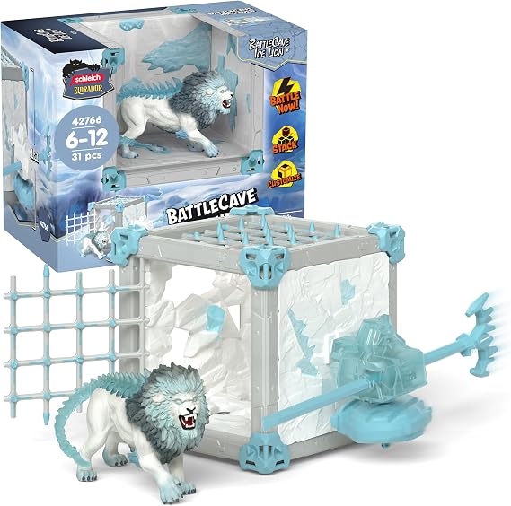 Schleich Eldrador - 31Pc Battlecave Ice Lion Playset - Kids Ages 7+ | 42766