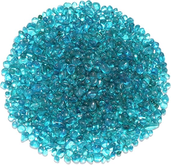 QYGL Sea Glass Stones, Turquoise Clear Glass Pebbles Gemstones 0.9LB/14oz