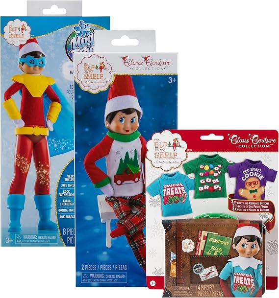 The Elf on the Shelf - Claus Couture Collection Tree Farm PJs, Claus Couture Collection Sweet Treats Tees & MagiFreez Polar Power Hero Set
