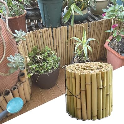 JIANFEI-weilan Bamboo Fence, Natural Bamboo Slat Garden Fence, Garden Decorative Fence for Patio Garden Lawn Decoration, Protect Outdoor Privacy Color : Beige, Size : 45x100cm