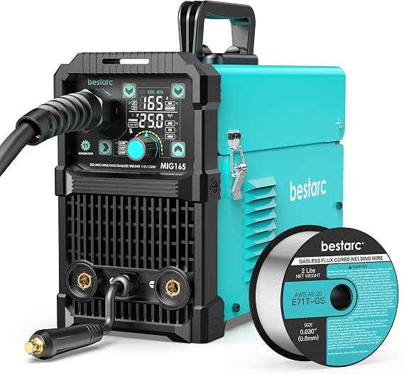 bestarc MIG165 165Amps MIG/Lift TIG/Stick Welding Machine, 0.030" E71T-GS Gasless MIG Wire