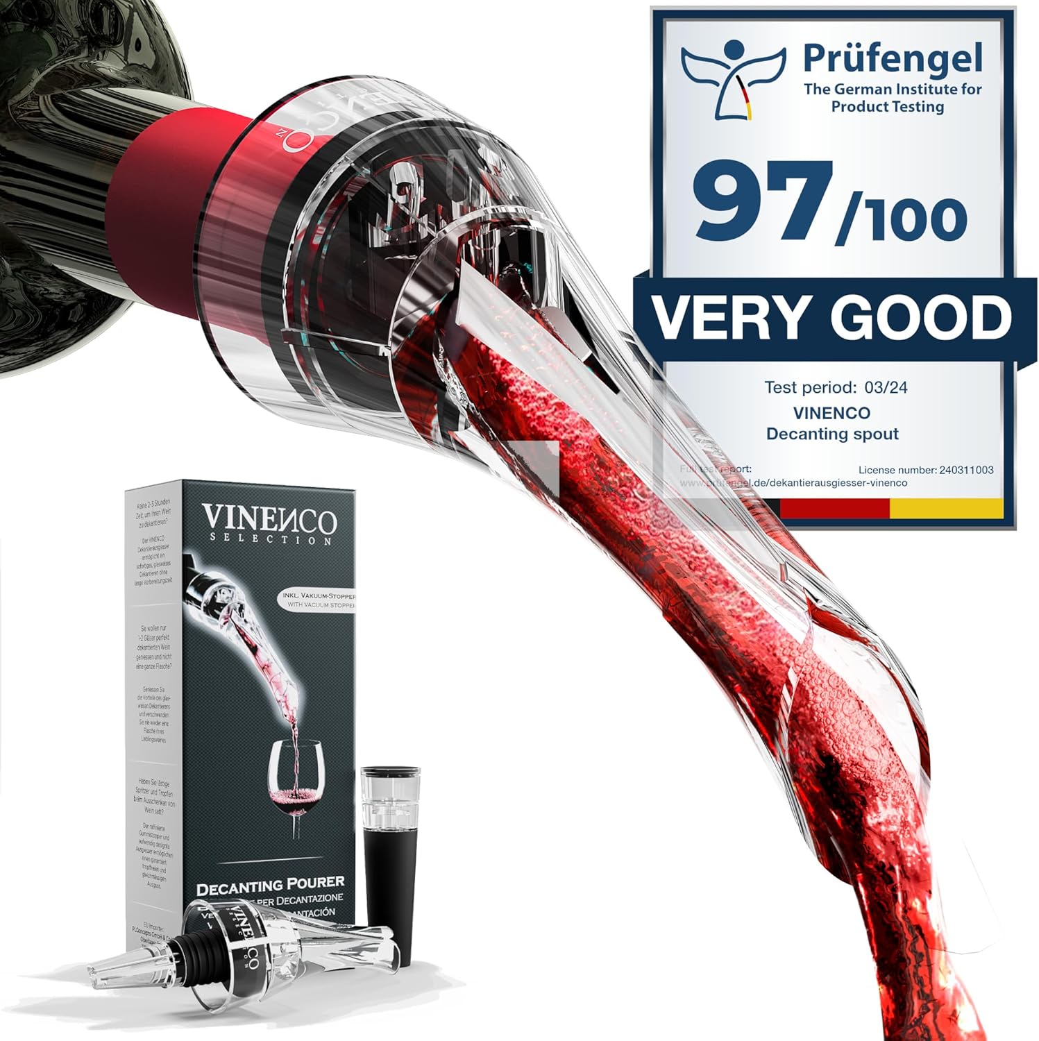 Wine Decanter Aeretor Stopper  Tasting eBook - Drip Free Aerating Pourer Top Spout for Instant Aeration, Spirits, Red White Wine Bottles | Breather Aerator Decanting Chiller, Gift Accessories Gadget