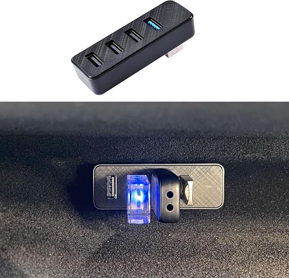 Glove Box USB Hub for Tesla 2024-26 Model 3 & 2025-26 Model Y & Cybertruck | 4-in-1 Glovebox Docking Station for Model 3 Highland,Cybertruck&Model Y Juniper,Dashcam Flash Drive Data Transfer Game Music