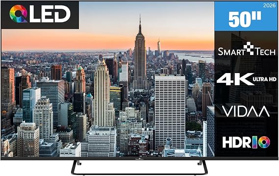 Smart Tech 50QV02K QLED Fernseher 50 Zoll VIDAA Smart TV 4K UHD Auflösung
