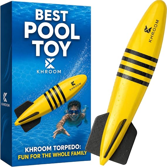Khroom Underwater Torpedo Pool Toy | Must-Have for Vacation | 33-Foot Glide Underwater | Official UTL Game Size | Pool Dive Rocket Glider (Bee-Pedo)