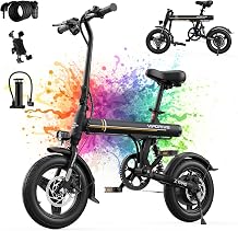 Electric Bike for Adults 350W/500W Motor, 14" Folding Ebike 20MPH, Adult Electric Bicycles, 25Miles Range, 7.8Ah Battery, Ebikes for Adults & Teens for City Commuting, UL Certified (Black)