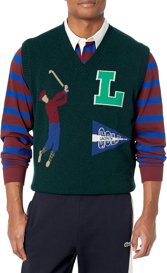 Lacoste Men's Sleeveless Golf Motif Sweater