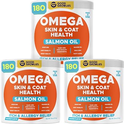 Omega 3 Alaskan Fish Oil Treats for Dogs 540 Ct - Dry&Itchy Skin Relief  Allergy Support - Shiny Coats - EPA&DHA Fatty Acids - Natural Salmon Oil Chews, Heart, Brain, Hip&Joint Support