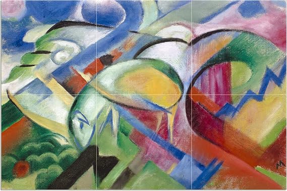 Tile Mural Abstract Sheep Animals Nature by Franz Marc Kitchen Bathroom Shower Wall Backsplash Splashback 3x2 8" Ceramic, Matte