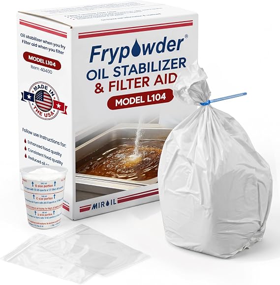 MirOil L104 Fry Powder Oil Stabilizer - 4 Gallon - Filter Aid for Cleaner Frying Oil - Better Tasting Food, Extended Cooking Life - Reduced Grease Buildup - Bulk FryPowder Fryer Cleaner (1 x 4 Gal)